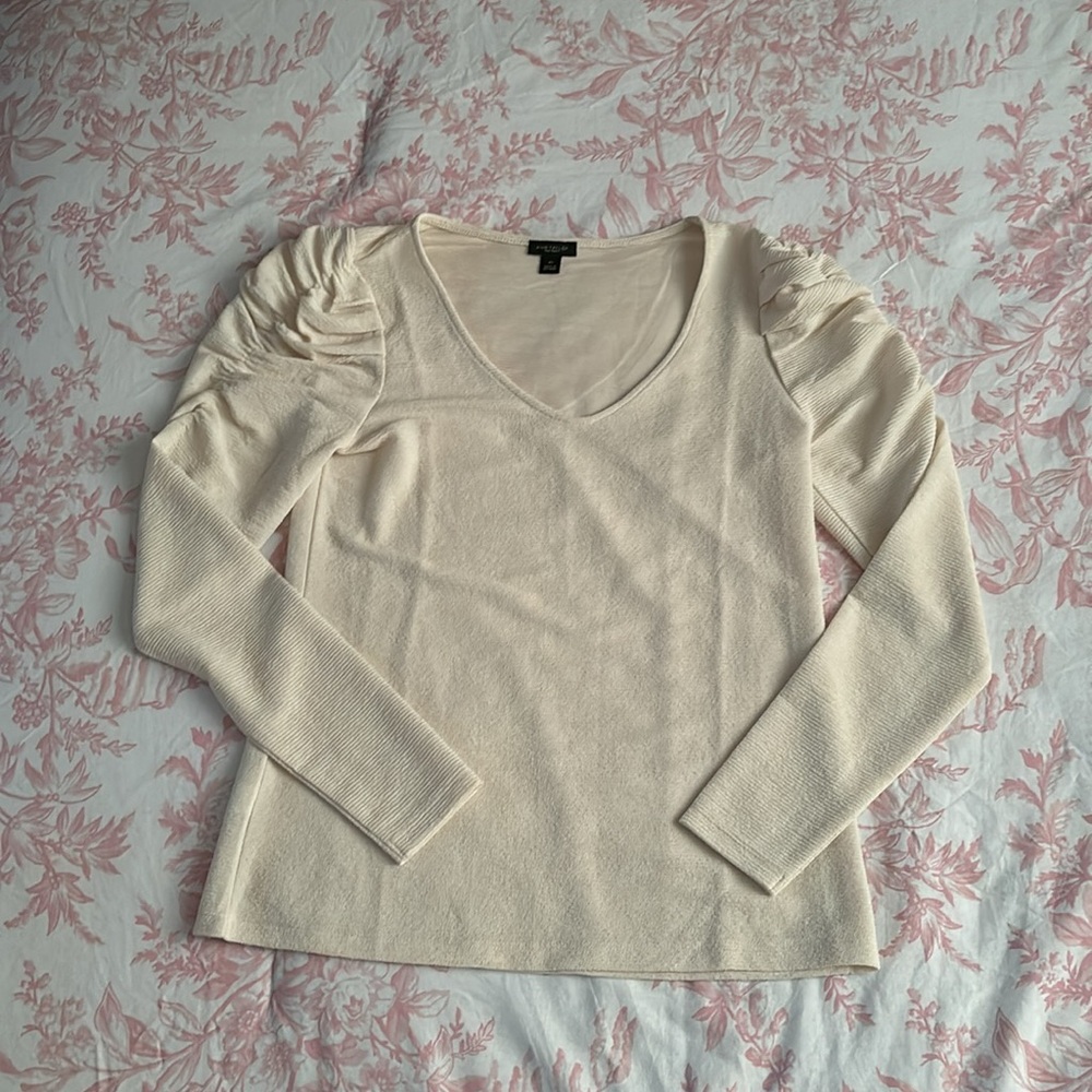 Ann Taylor Puff Shoulder Long Sleeve Shirt